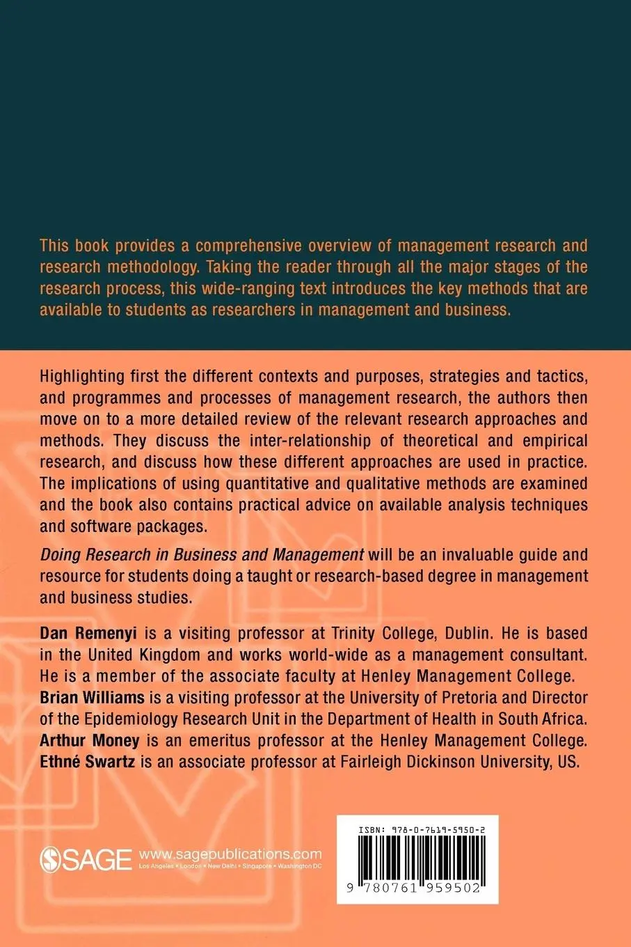 Rückseite: 9780761959502 | Doing Research in Business and Management | Dan Remenyi (u. a.) | Buch