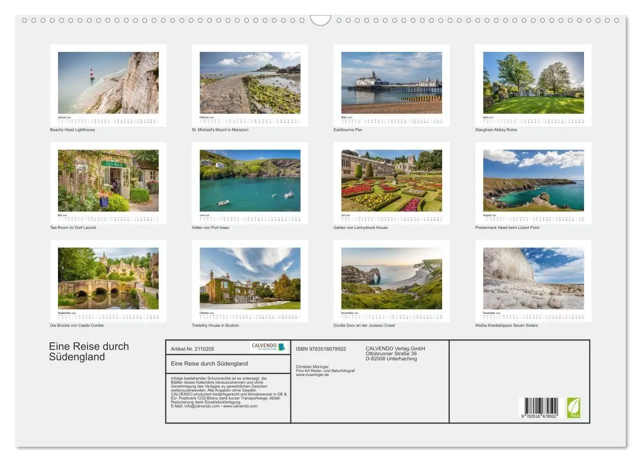Bild: 9783516679502 | Eine Reise durch Südengland (Wandkalender 2026 DIN A2 quer),...