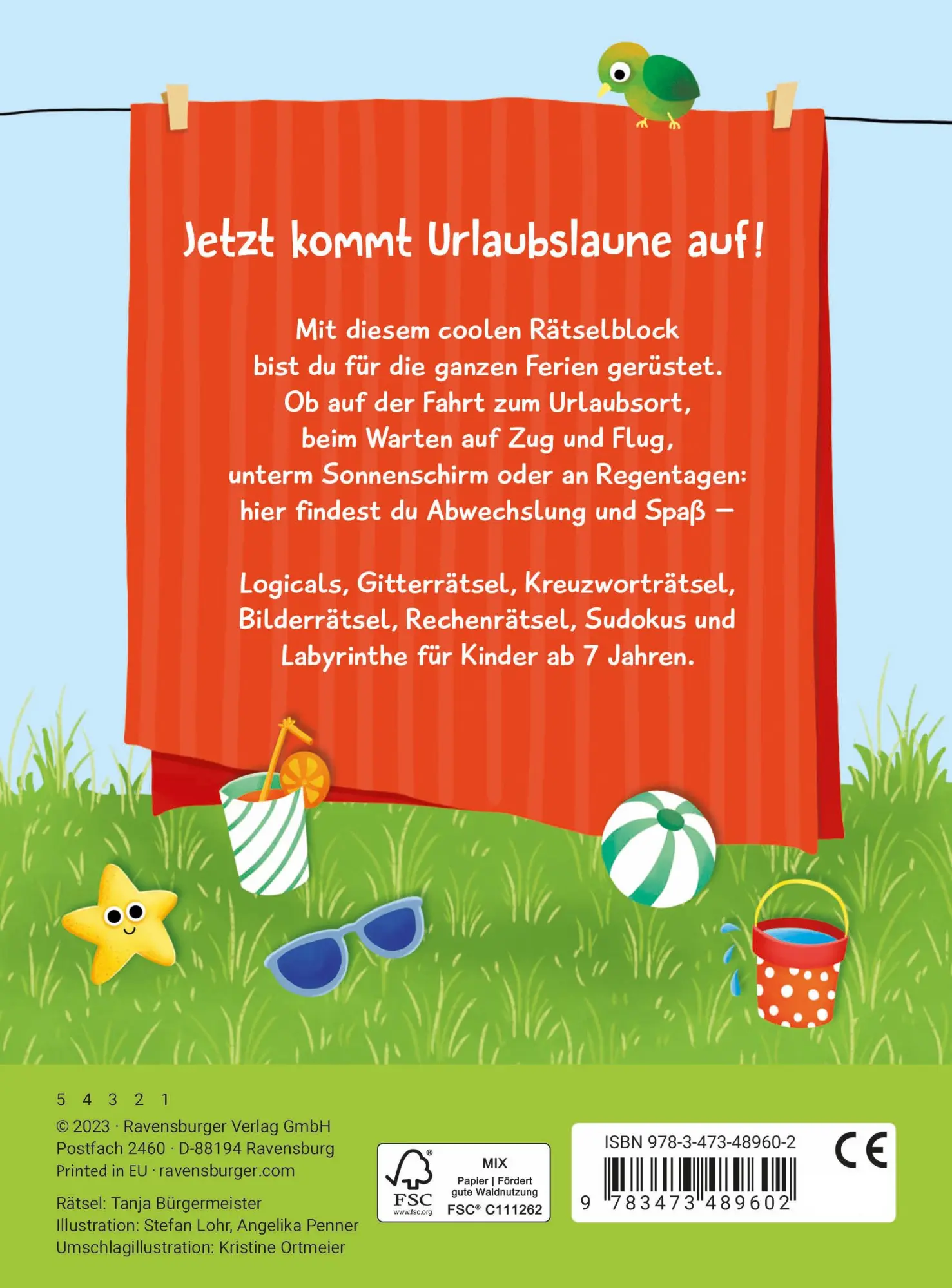 Rückseite: 9783473489602 | Ravensburger Mein kunterbunter Ferien-Rätselblock - Rätselspaß im...
