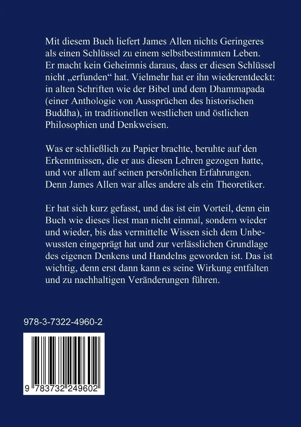 Rückseite: 9783732249602 | Wie wir denken, so leben wir | As A Man Thinketh | James Allen | Buch