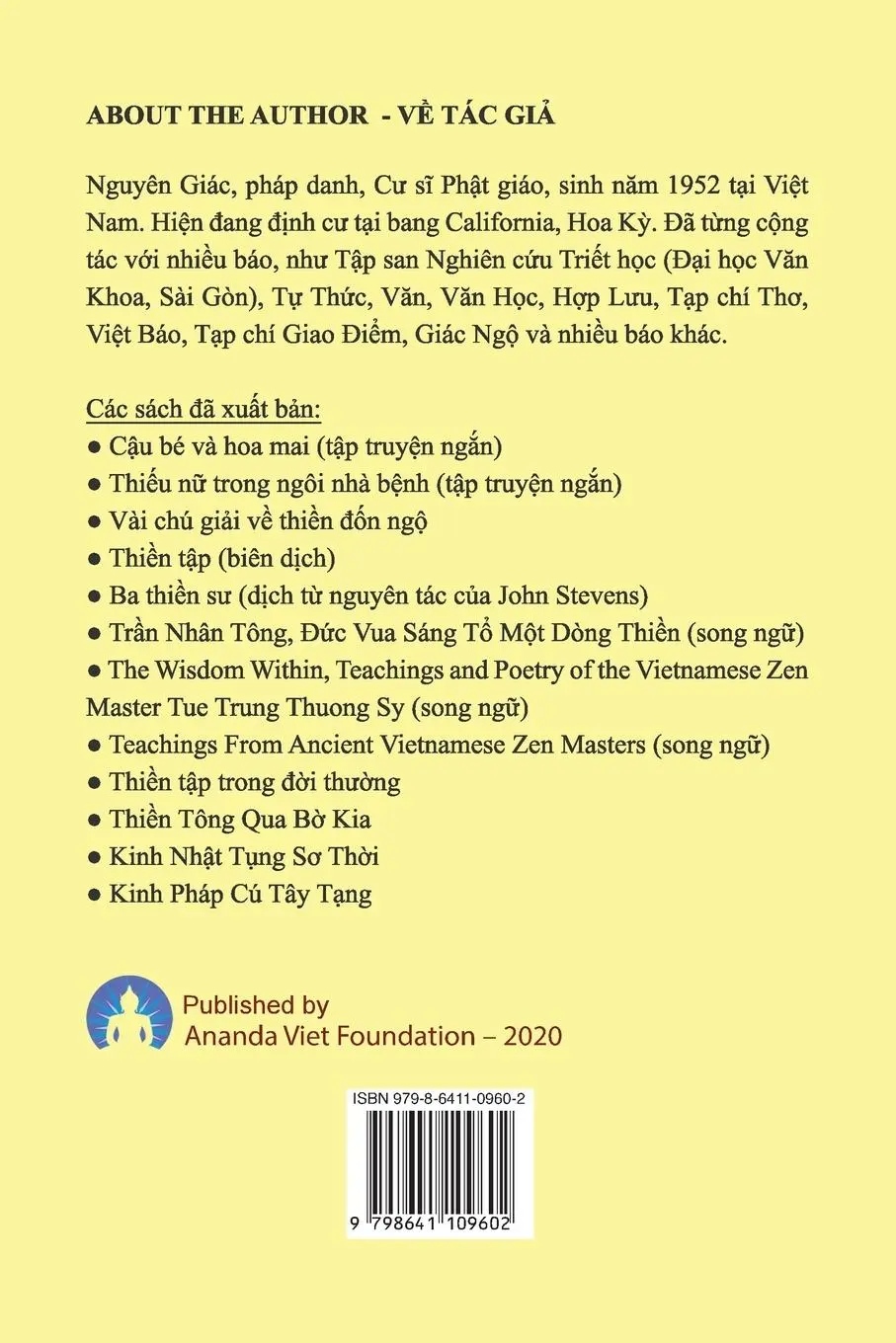 Rückseite: 9798641109602 | The Way of Zen in Vietnam | Ananda Viet Foundation (u. a.) | Buch