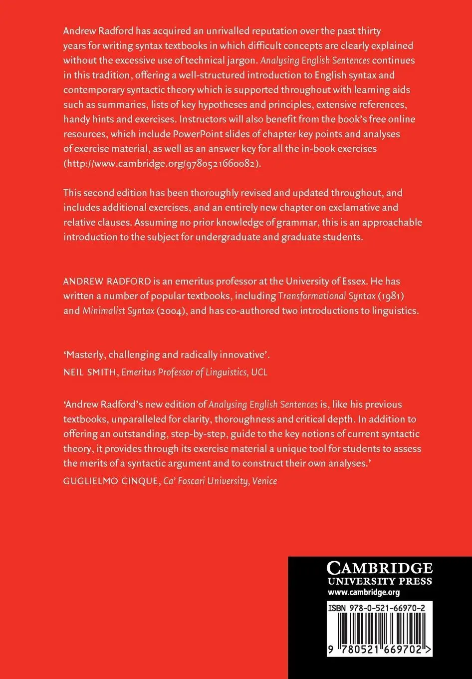 Rückseite: 9780521669702 | Analysing English Sentences | Andrew Radford | Taschenbuch | Englisch