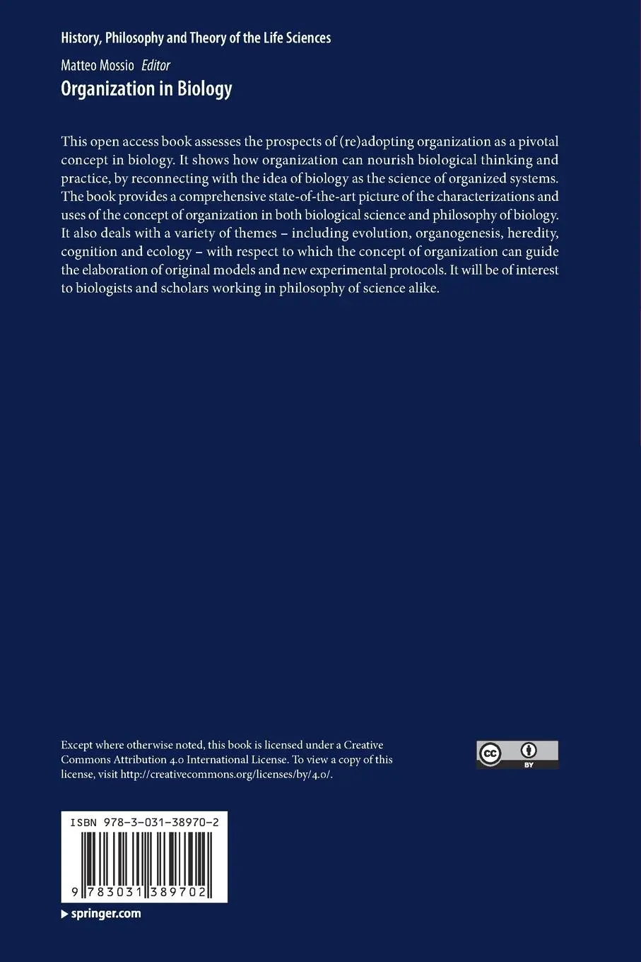 Rückseite: 9783031389702 | Organization in Biology | Matteo Mossio | Taschenbuch | viii | 2023