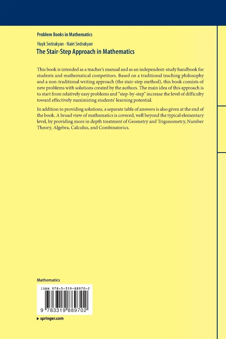 Rückseite: 9783319889702 | The Stair-Step Approach in Mathematics | Nairi Sedrakyan (u. a.) | xix