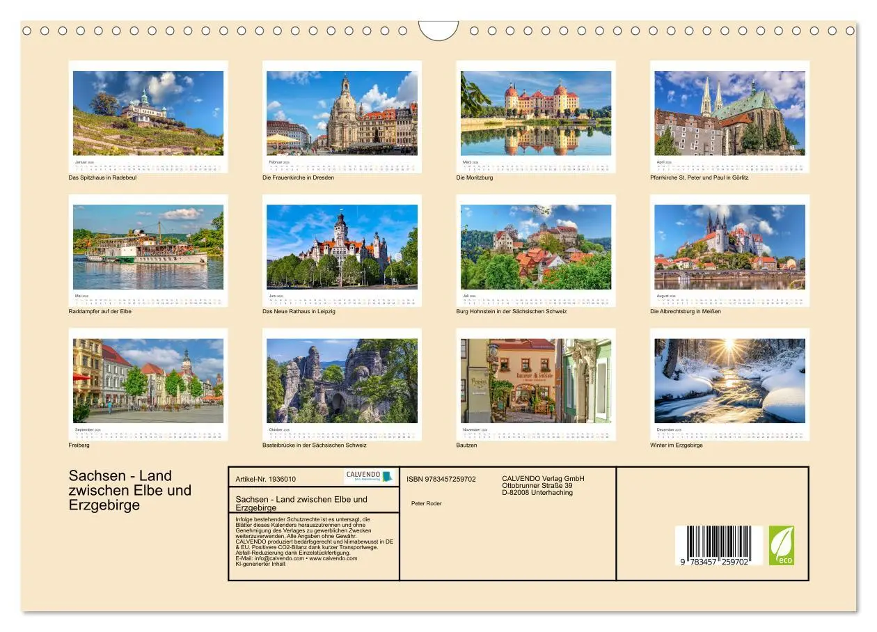 Bild: 9783457259702 | Sachsen - Land zwischen Elbe und Erzgebirge (Wandkalender 2026 DIN...