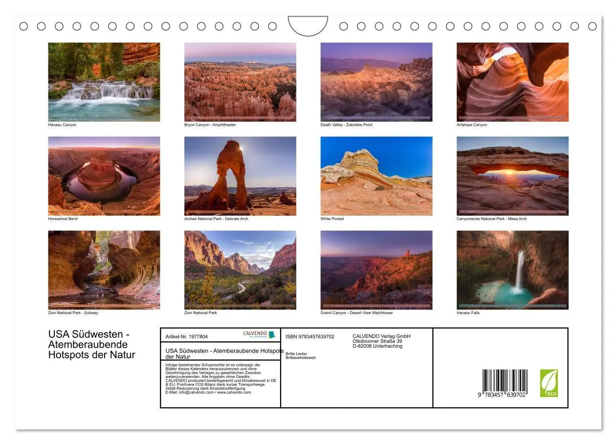 Bild: 9783457639702 | USA Südwesten - Atemberaubende Hotspots der Natur (Wandkalender...