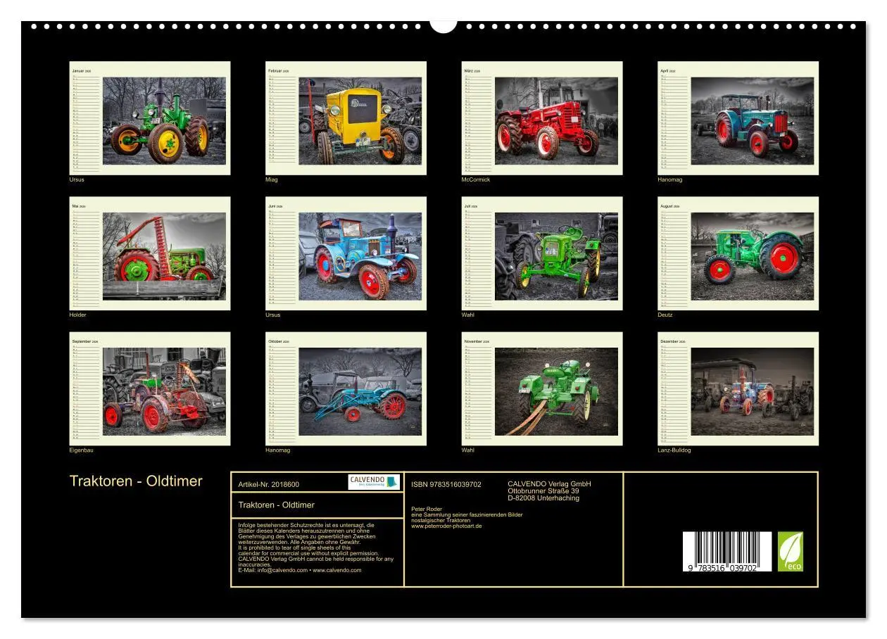 Bild: 9783516039702 | Traktoren - Oldtimer (hochwertiger Premium Wandkalender 2026 DIN A2...