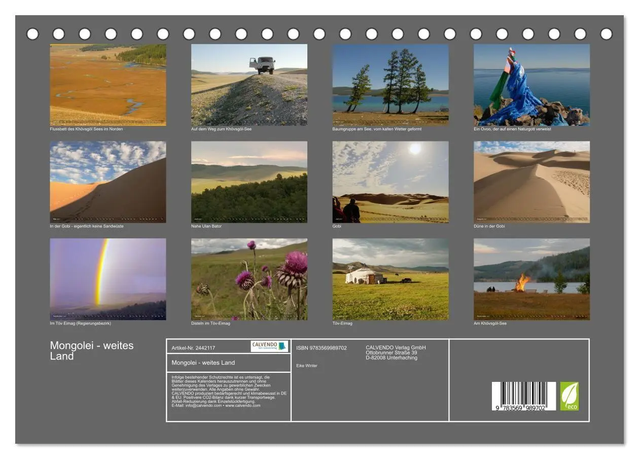 Bild: 9783569989702 | Mongolei - weites Land (Tischkalender 2027 DIN A5 quer), CALVENDO...