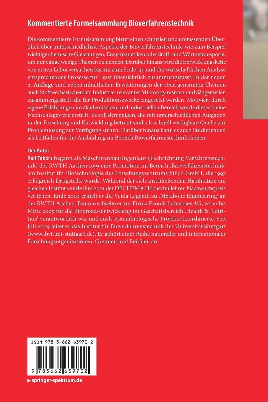 Rückseite: 9783662639702 | Kommentierte Formelsammlung Bioverfahrenstechnik | Ralf Takors | Buch