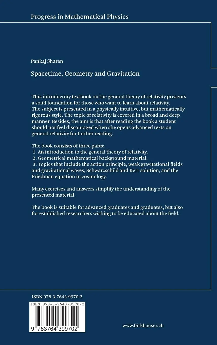 Rückseite: 9783764399702 | Spacetime, Geometry and Gravitation | Pankaj Sharan | Buch | xiv