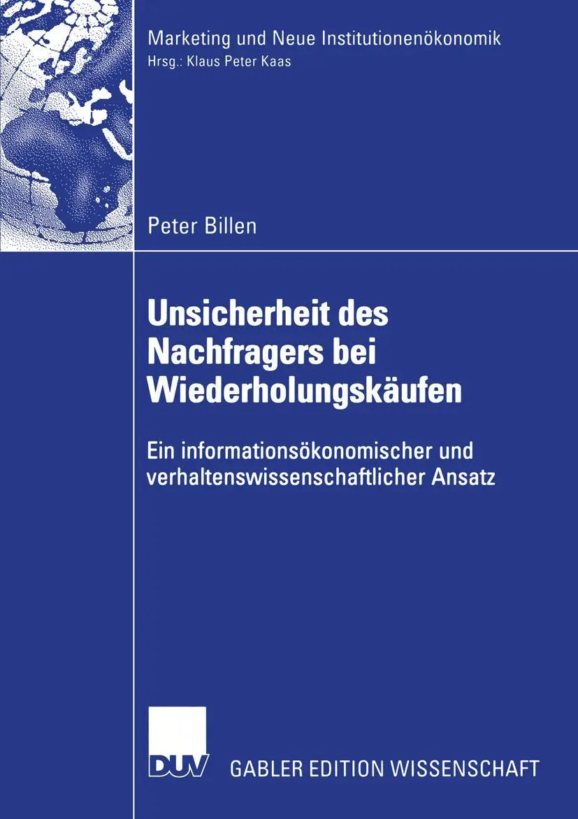 Cover: 9783824479702 | Unsicherheit des Nachfragers bei Wiederholungskäufen | Peter Billen