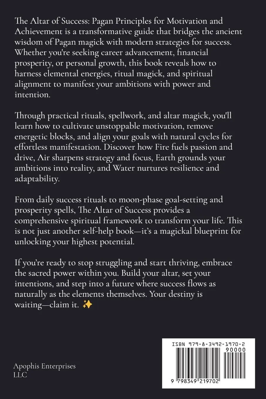 Rückseite: 9798349219702 | The Altar of Success | Pagan Principles for Motivation and Achievement