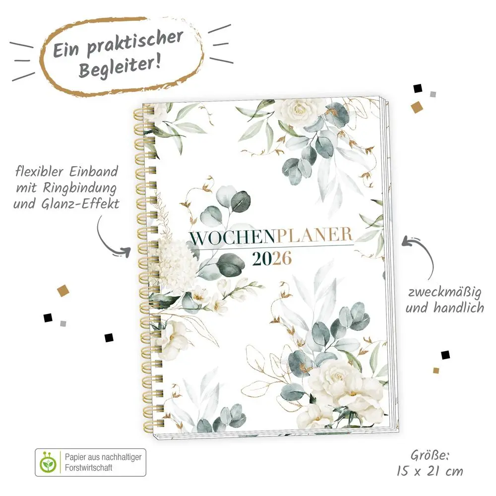 Bild: 4251901509802 | Trötsch Wochenplaner A5 mit Wire-O Modern 2026 | Taschenkalender | KG