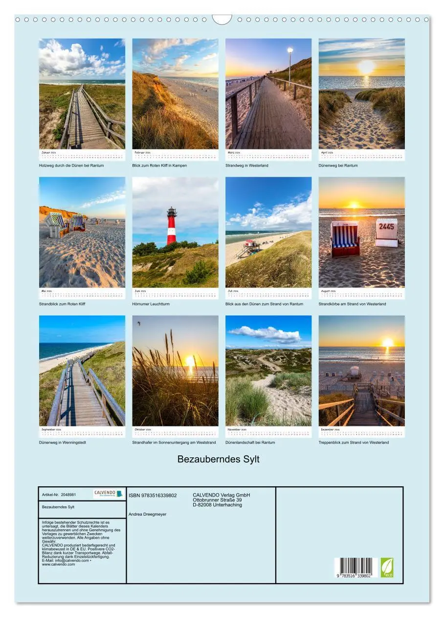 Bild: 9783516339802 | Bezauberndes Sylt (Wandkalender 2026 DIN A2 hoch), CALVENDO...