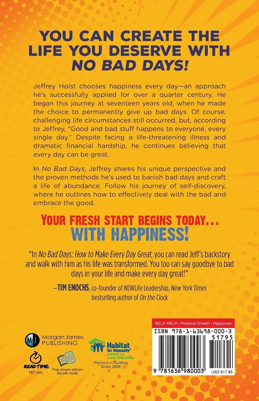 Rückseite: 9781636980003 | No Bad Days | How to Make Every Day Great | Jeffrey Holst | Buch