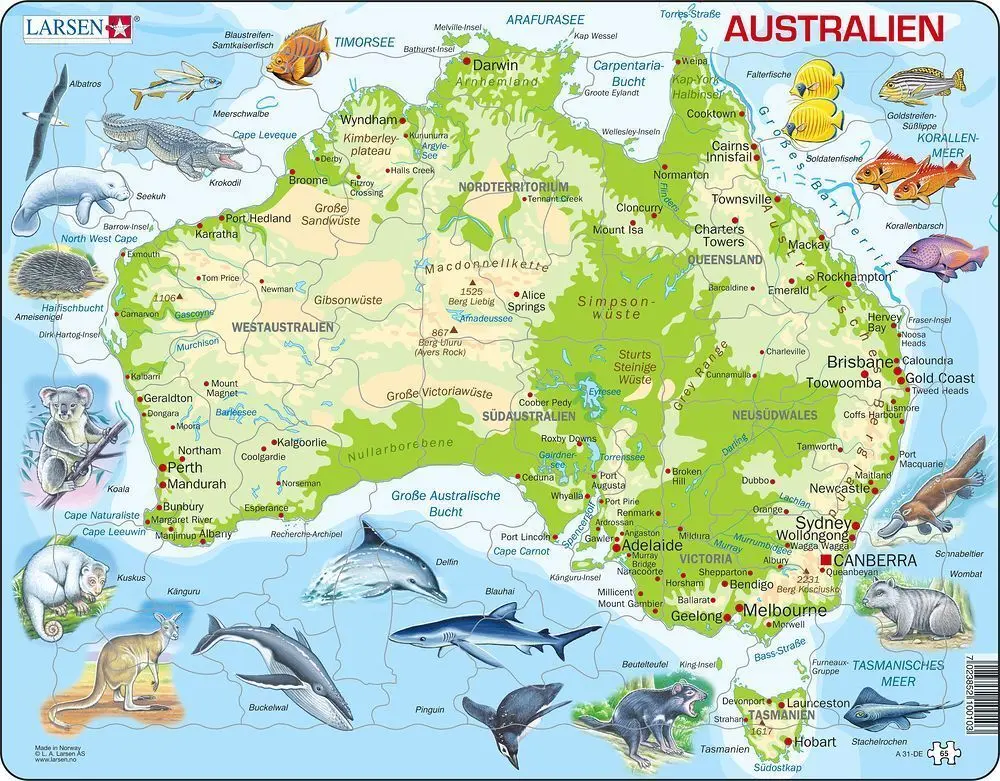 Cover: 7023852100103 | Puzzle - Australien (physisch) | Spiel | Deutsch | 2024 | Larsen