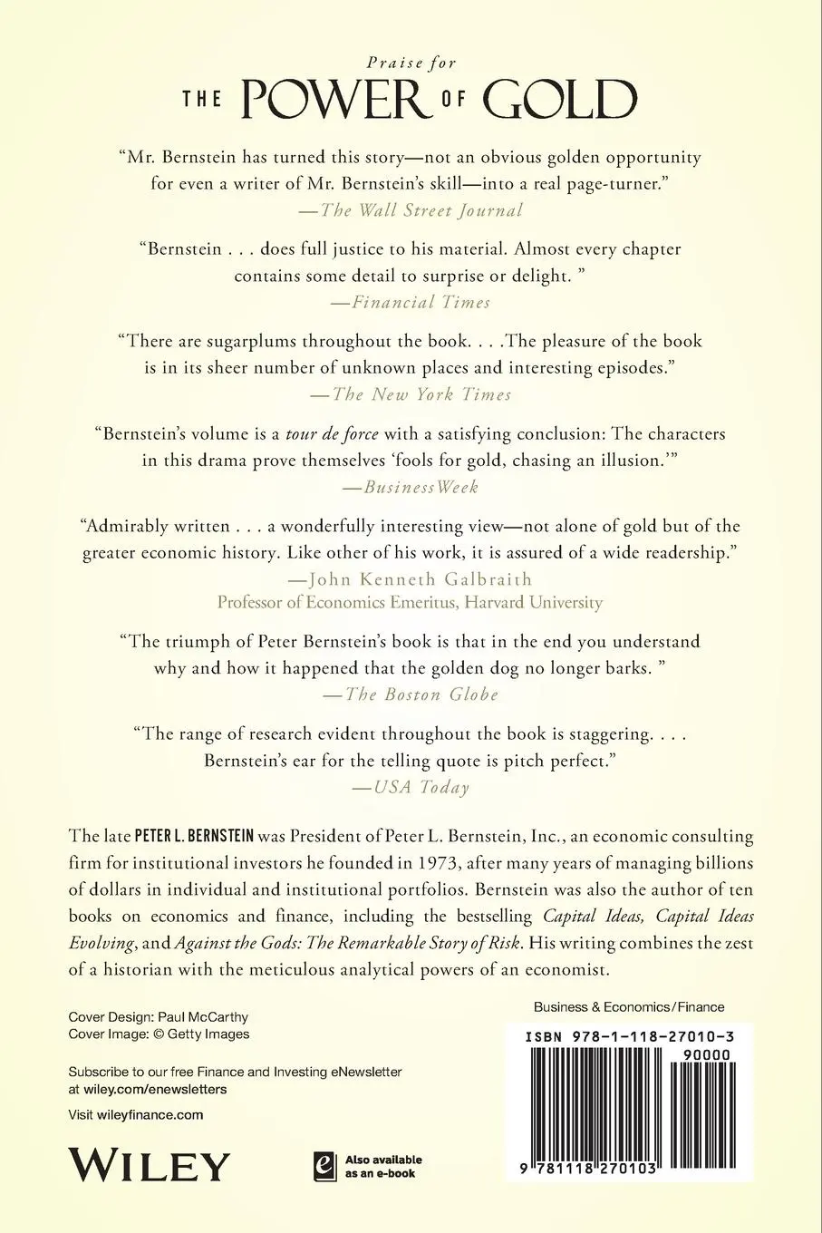 Rückseite: 9781118270103 | The Power of Gold | Peter L Bernstein | Taschenbuch | 448 S. | 2012