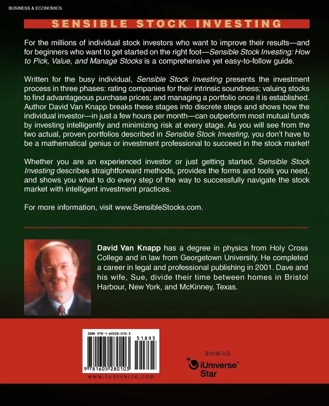 Rückseite: 9781605280103 | Sensible Stock Investing | How to Pick, Value, and Manage Stocks