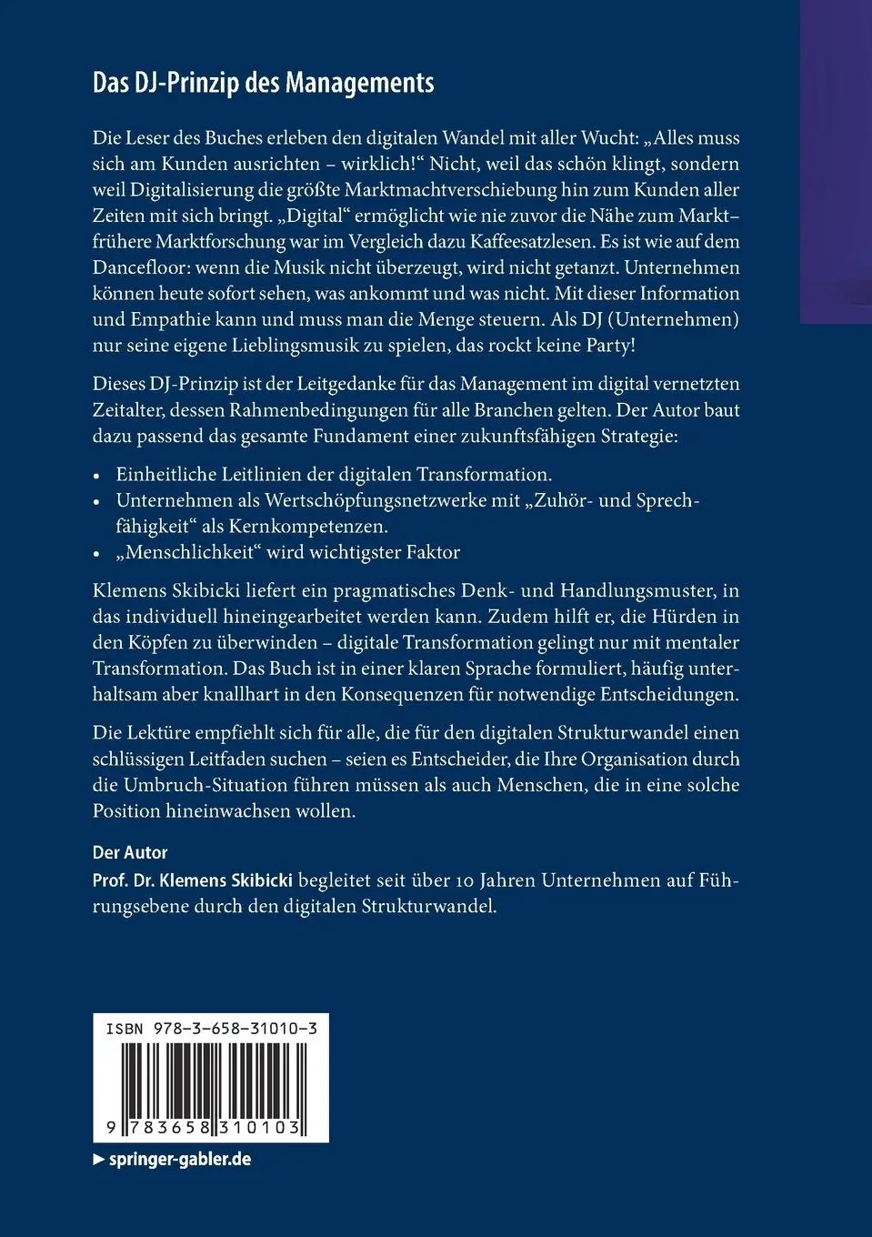 Rückseite: 9783658310103 | Das DJ-Prinzip des Managements | Klemens Skibicki | Taschenbuch | xiii