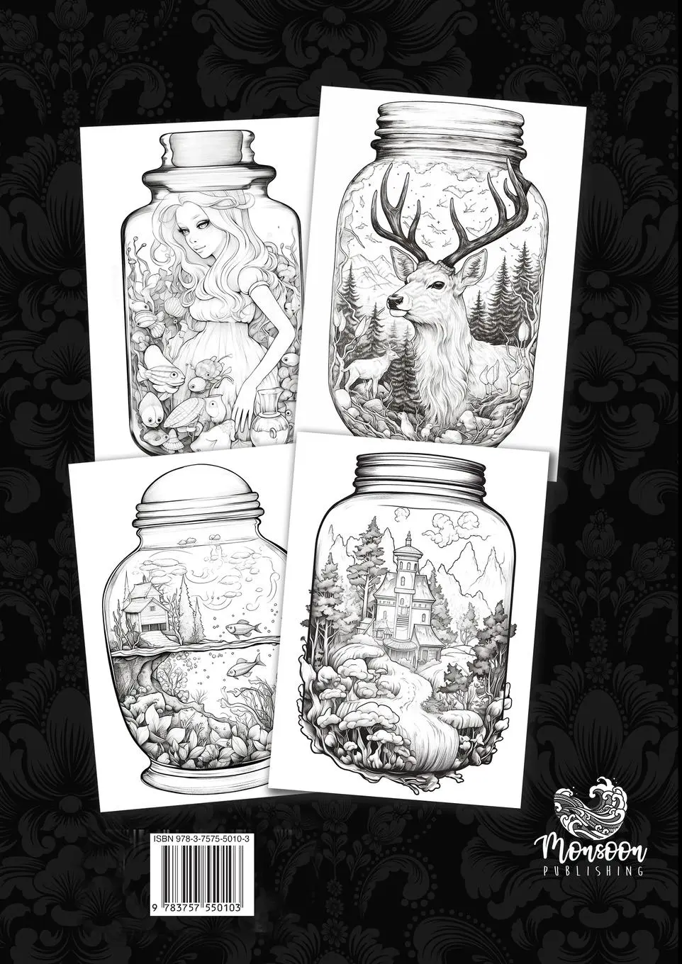 Rückseite: 9783757550103 | Jars in Wonderland Grayscale Coloring Book for Adults - Jars...