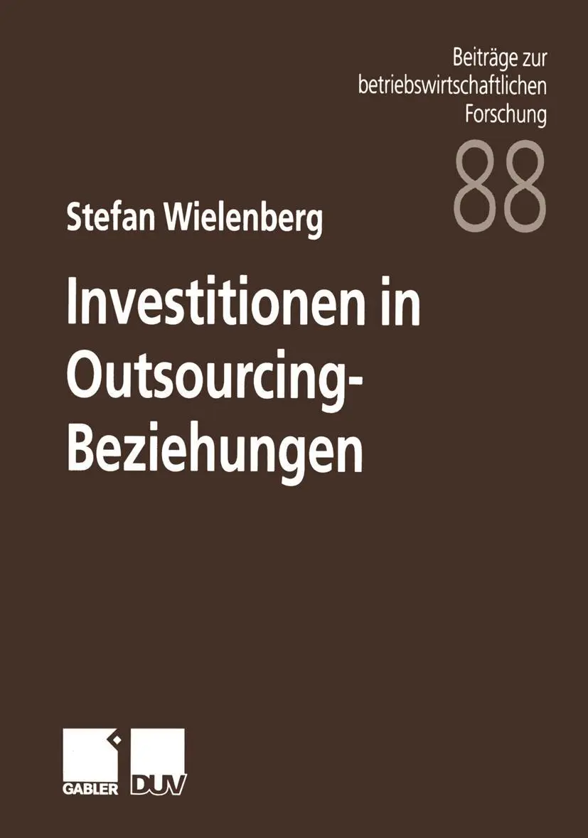 Cover: 9783824490103 | Investitionen in Outsourcing-Beziehungen | Stefan Wielenberg | Buch
