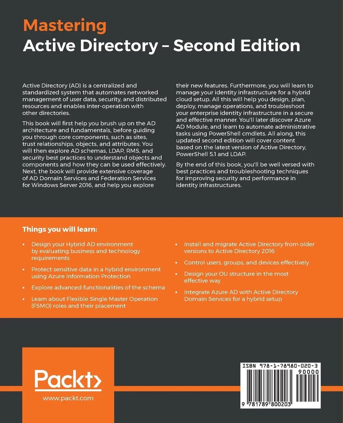 Rückseite: 9781789800203 | Mastering Active Directory | Dishan Francis | Taschenbuch | Englisch