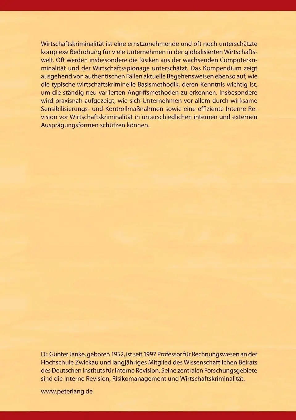 Rückseite: 9783631570203 | Kompendium Wirtschaftskriminalität | Günther Janke | Taschenbuch