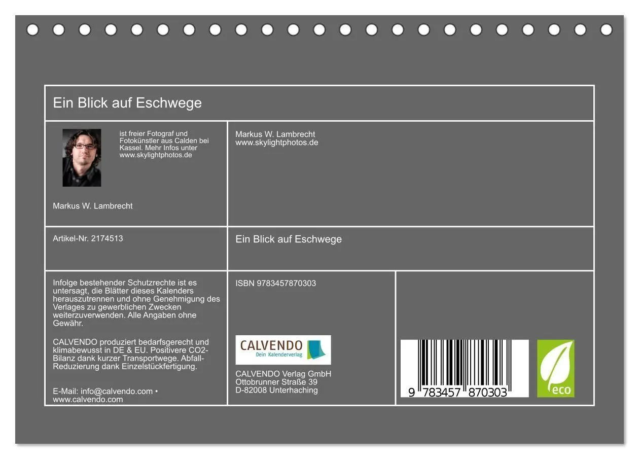 Bild: 9783457870303 | Ein Blick auf Eschwege (Tischkalender 2026 DIN A5 quer), CALVENDO...
