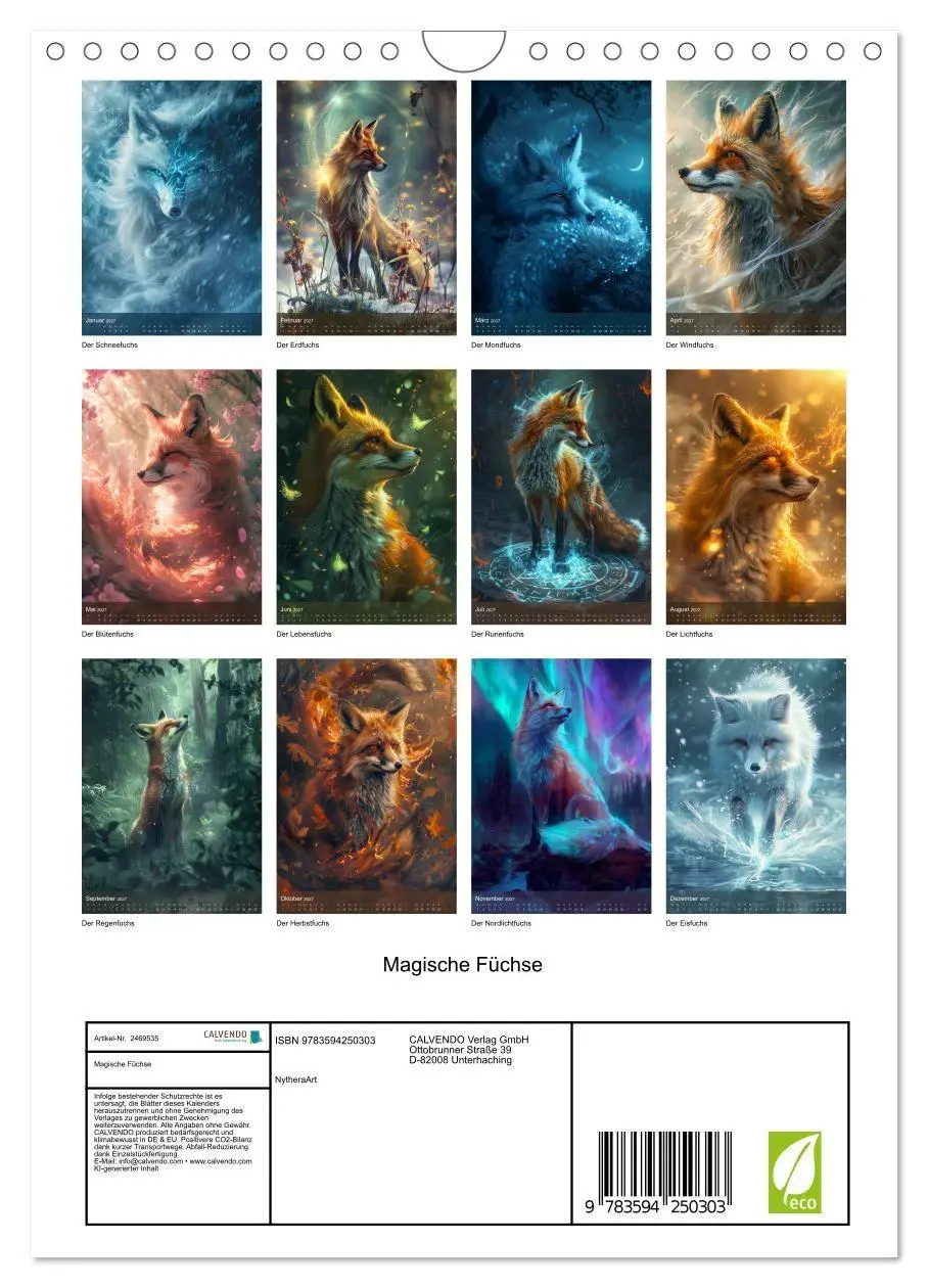 Bild: 9783594250303 | Magische Füchse (Wandkalender 2027 DIN A4 hoch), CALVENDO...