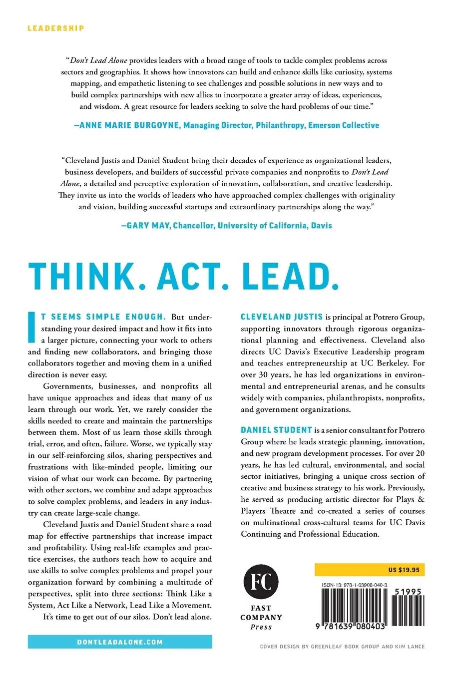 Rückseite: 9781639080403 | Don't Lead Alone | Cleveland Justis (u. a.) | Taschenbuch | Englisch