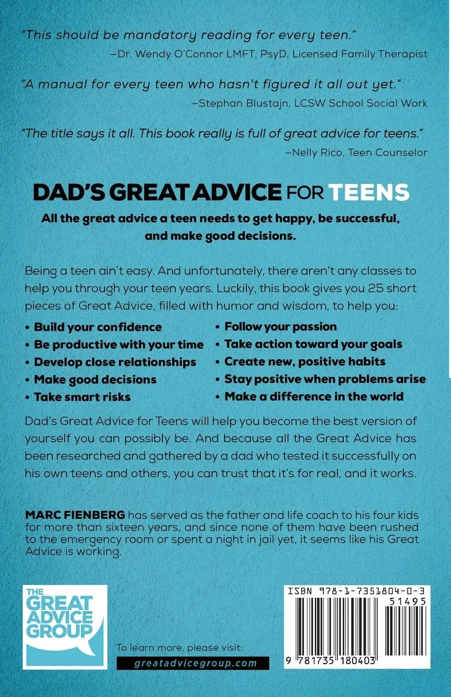 Rückseite: 9781735180403 | Dad's Great Advice for Teens | Marc Fienberg | Taschenbuch | Englisch