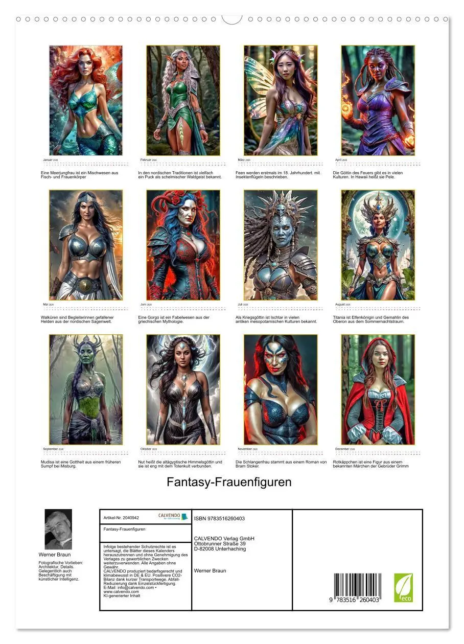 Bild: 9783516260403 | Fantasy-Frauenfiguren (hochwertiger Premium Wandkalender 2026 DIN...