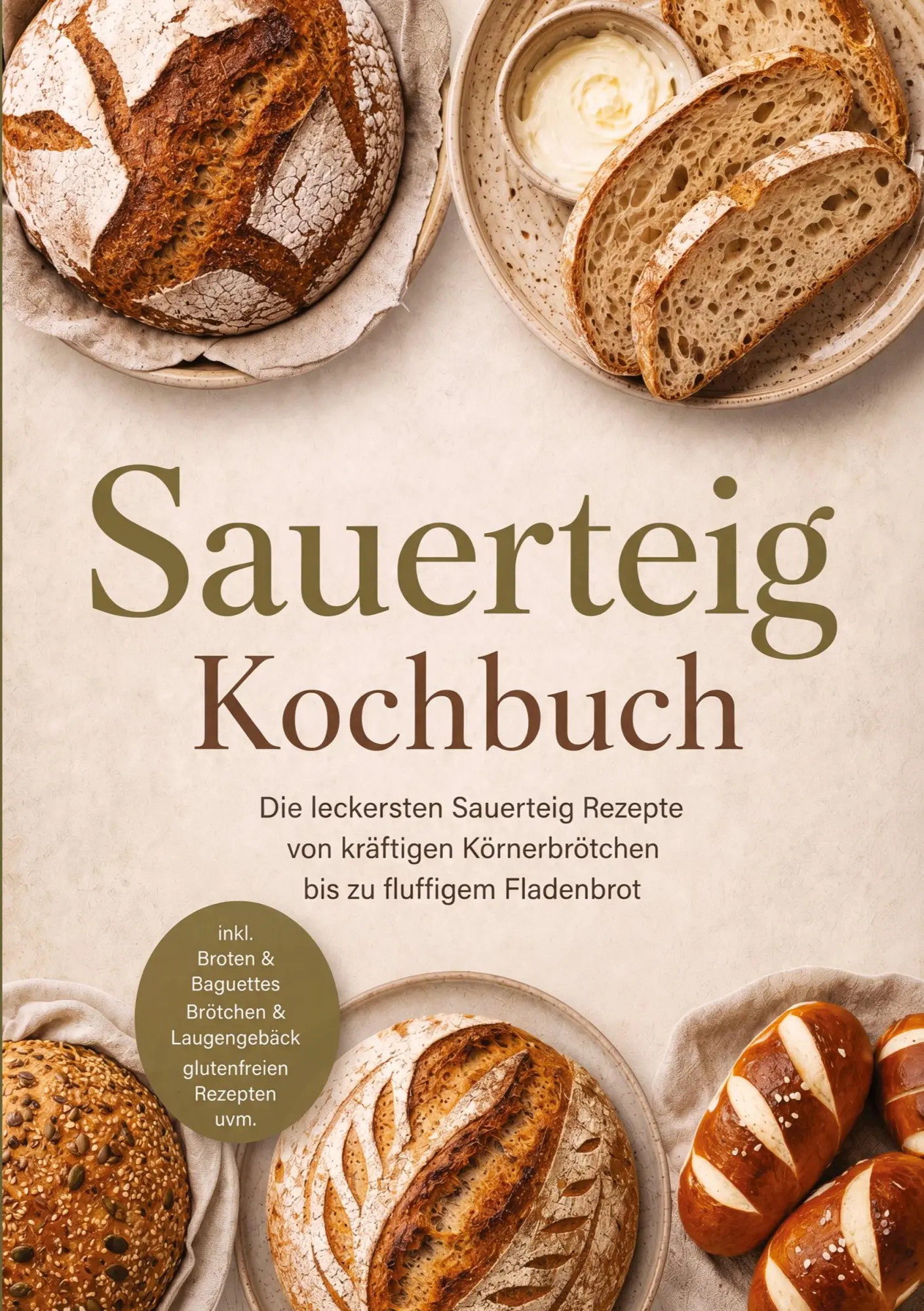 Sauerteig Kochbuch: Die leckersten Sauerteig Rezepte von kräftigen Körnerbrötchen bis zu fluffigem Fladenbrot - inkl. Broten & Baguettes, Brötchen & Laugengebäck, glutenfreien Rezepten uvm.
