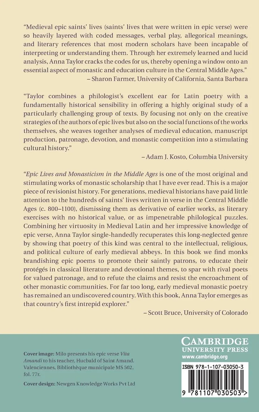 Rückseite: 9781107030503 | Epic Lives and Monasticism in the Middle Ages, 800-1050 | Taylor