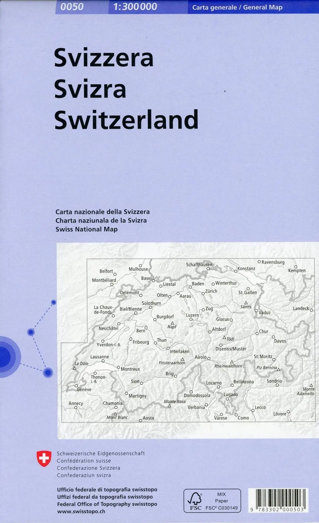 Bild: 9783302000503 | Generalkarte der Schweiz 1:300 000 | swisstopo | (Land-)Karte | 2021