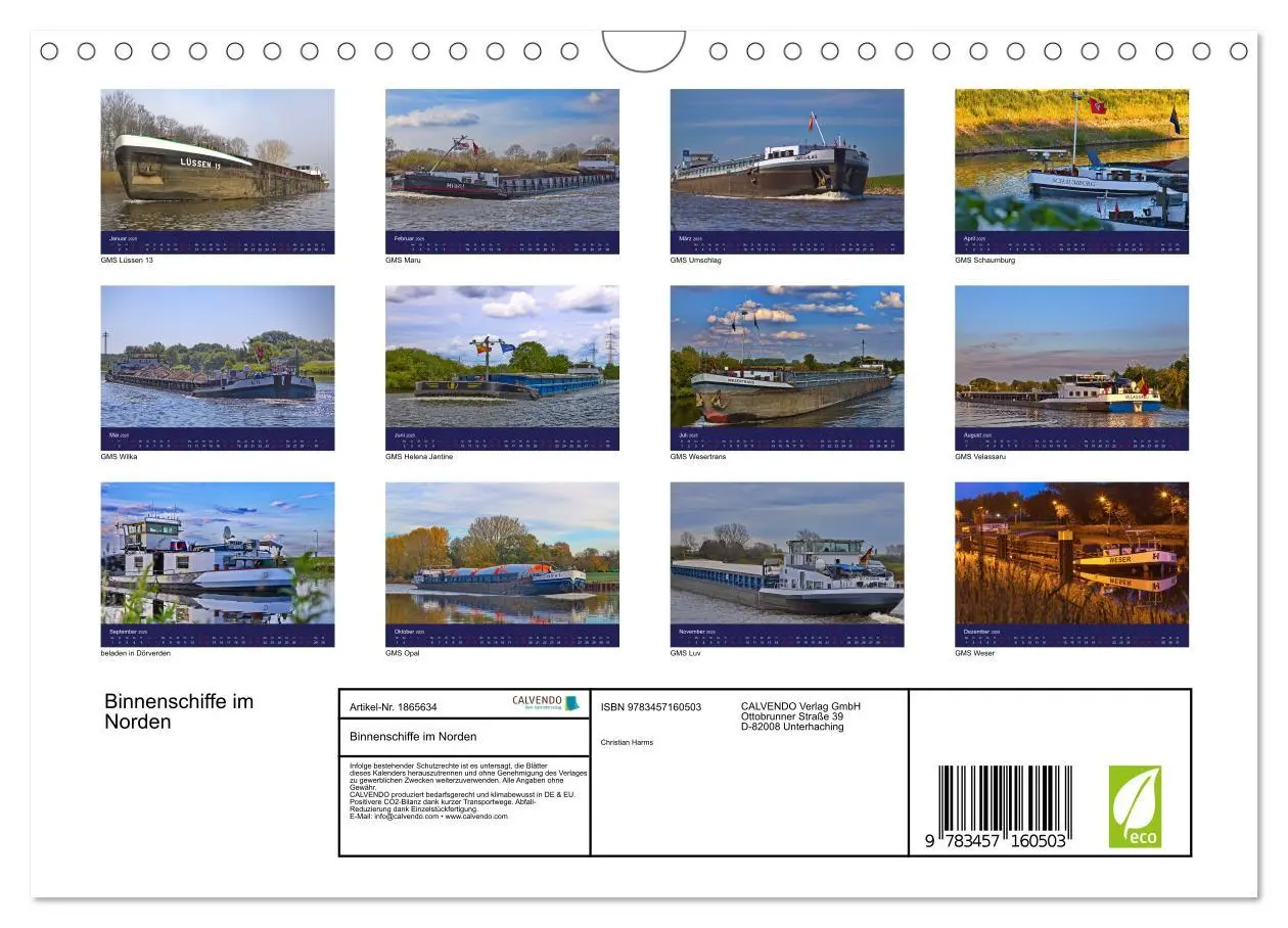 Bild: 9783457160503 | Binnenschiffe im Norden (Wandkalender 2025 DIN A4 quer), CALVENDO...