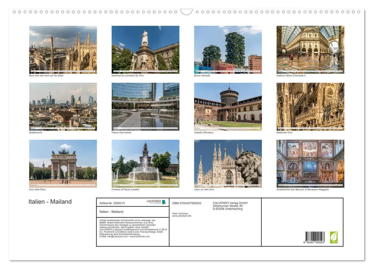 Bild: 9783457920503 | Italien - Mailand (Wandkalender 2026 DIN A2 quer), CALVENDO...