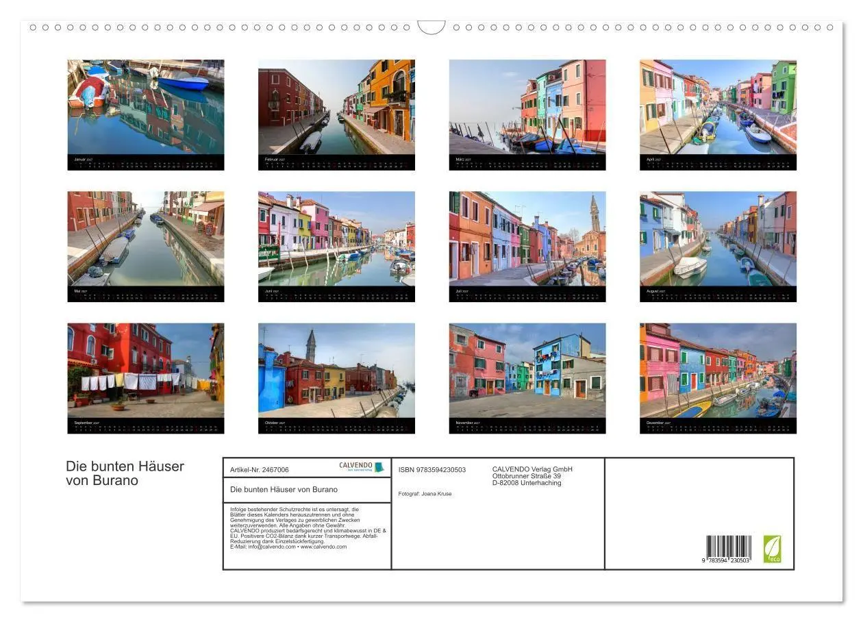 Bild: 9783594230503 | Die bunten Häuser von Burano (Wandkalender 2027 DIN A2 quer),...