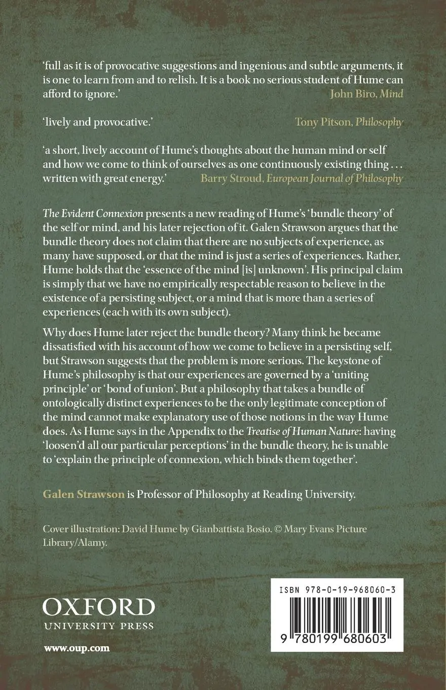 Rückseite: 9780199680603 | The Evident Connexion | Hume on Personal Identity | Galen Strawson