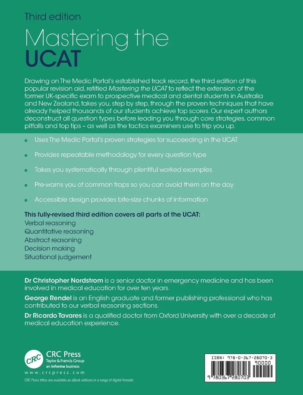 Rückseite: 9780367280703 | Mastering the UCAT, Third Edition | Christopher Nordstrom (u. a.)