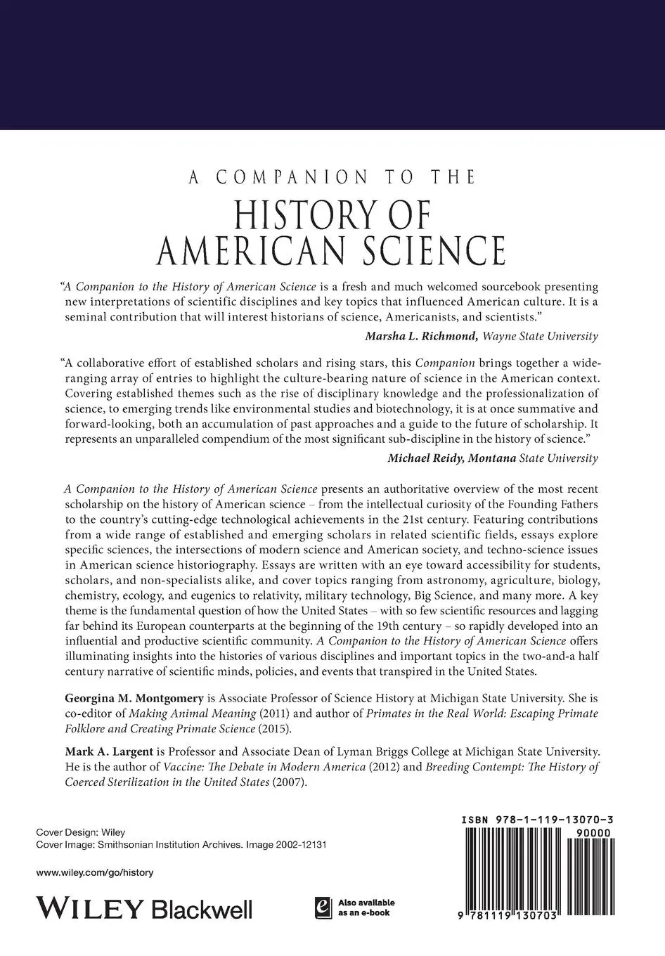 Rückseite: 9781119130703 | A Companion to the History of American Science | Montgomery (u. a.)