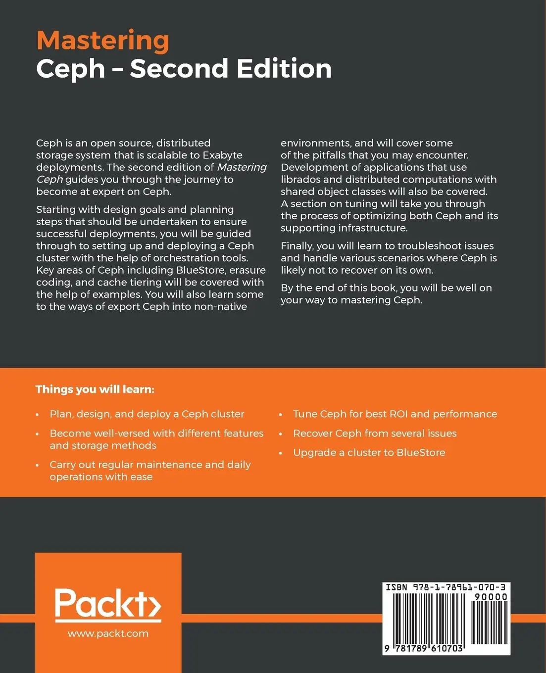 Rückseite: 9781789610703 | Mastering Ceph | Nick Fisk | Taschenbuch | Englisch | 2019