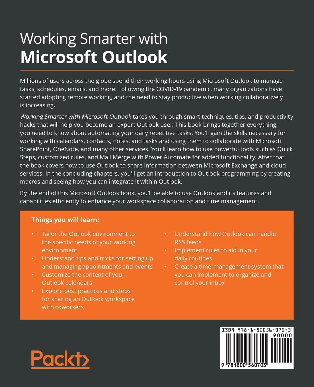 Rückseite: 9781800560703 | Working Smarter with Microsoft Outlook | Staci Warne | Taschenbuch