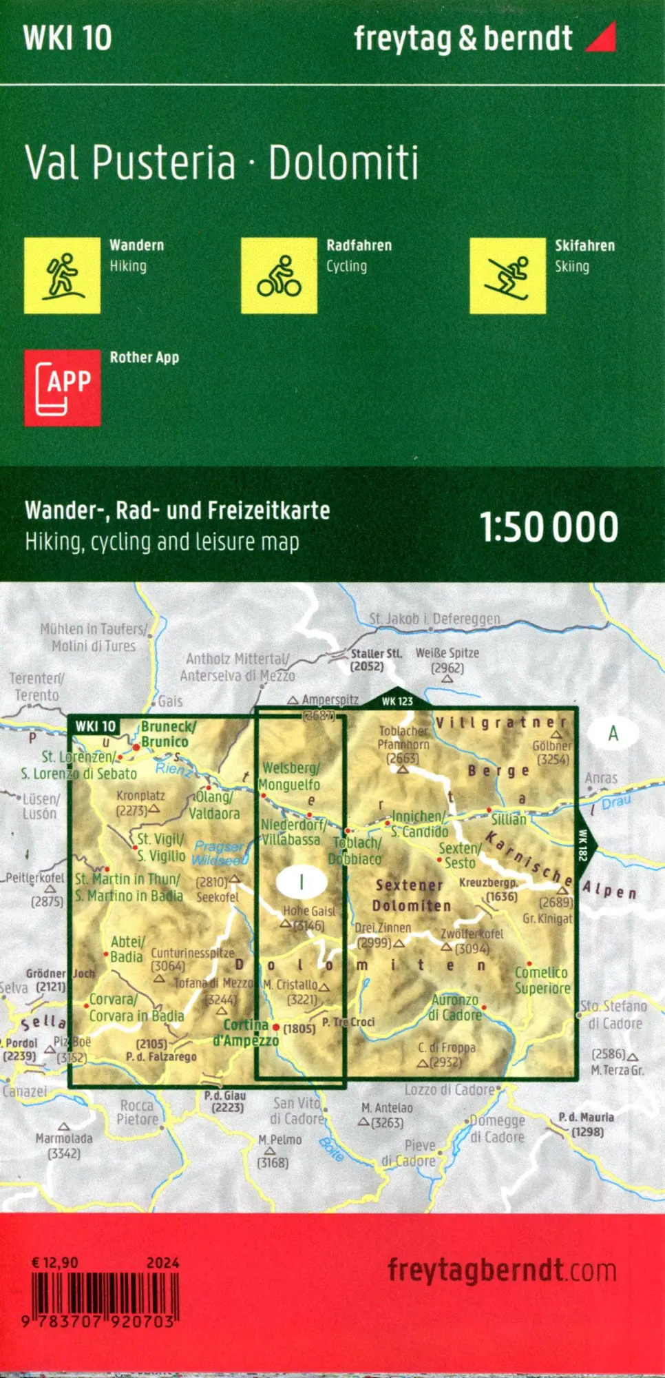 Bild: 9783707920703 | freytag &amp; berndt Wanderkarte WKI 10 Pustertal - Dolomiten 1:50.000