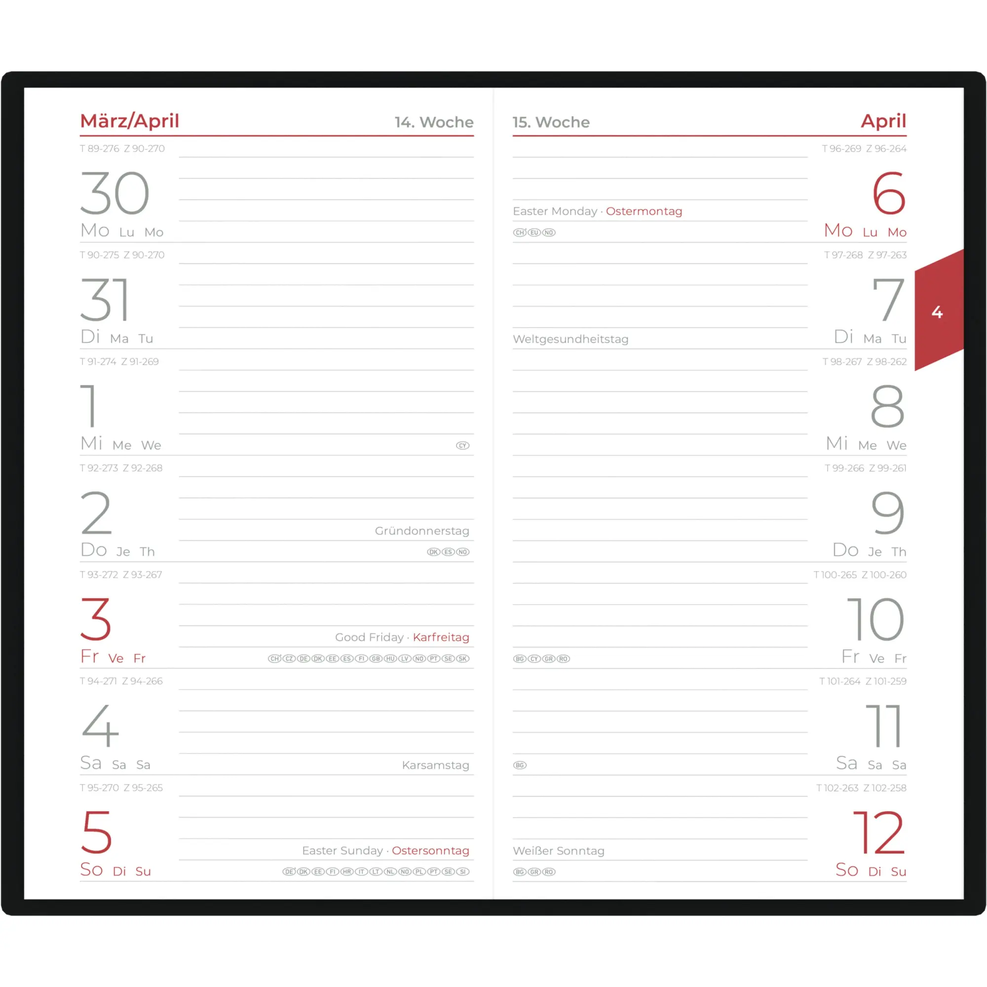 Bild: 4069095000803 | Zettler Taschenplaner 2026 9,5x16cm 64 Seiten schwarz Bürokalender...