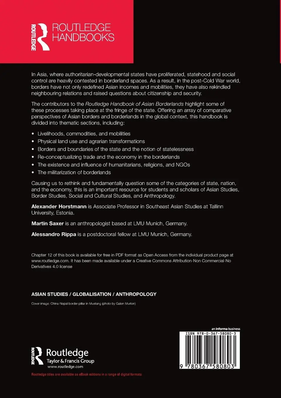 Rückseite: 9780367580803 | Routledge Handbook of Asian Borderlands | Alexander Horstmann (u. a.)