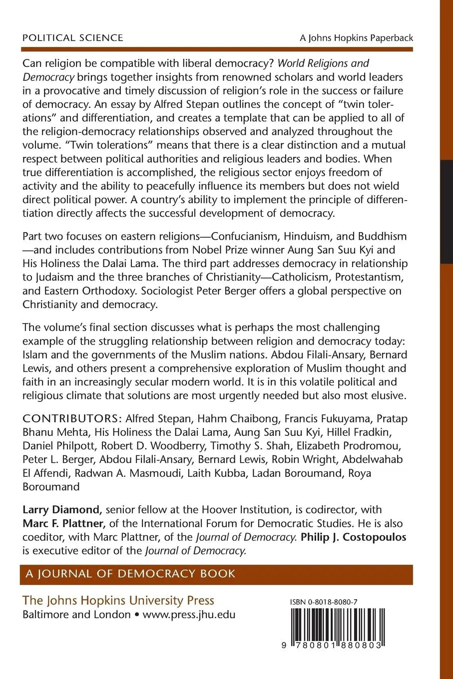 Rückseite: 9780801880803 | World Religions and Democracy | Marc F. Plattner (u. a.) | Taschenbuch