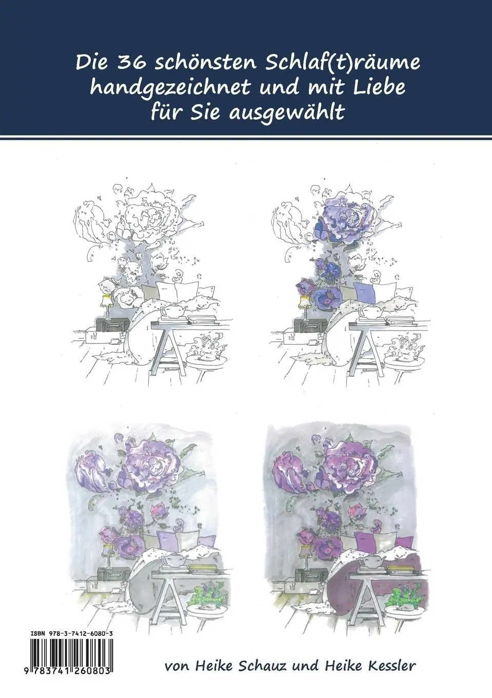 Rückseite: 9783741260803 | Design your rooms | 36 Schlafzimmer zum Ausmalen und Gestalten | Buch