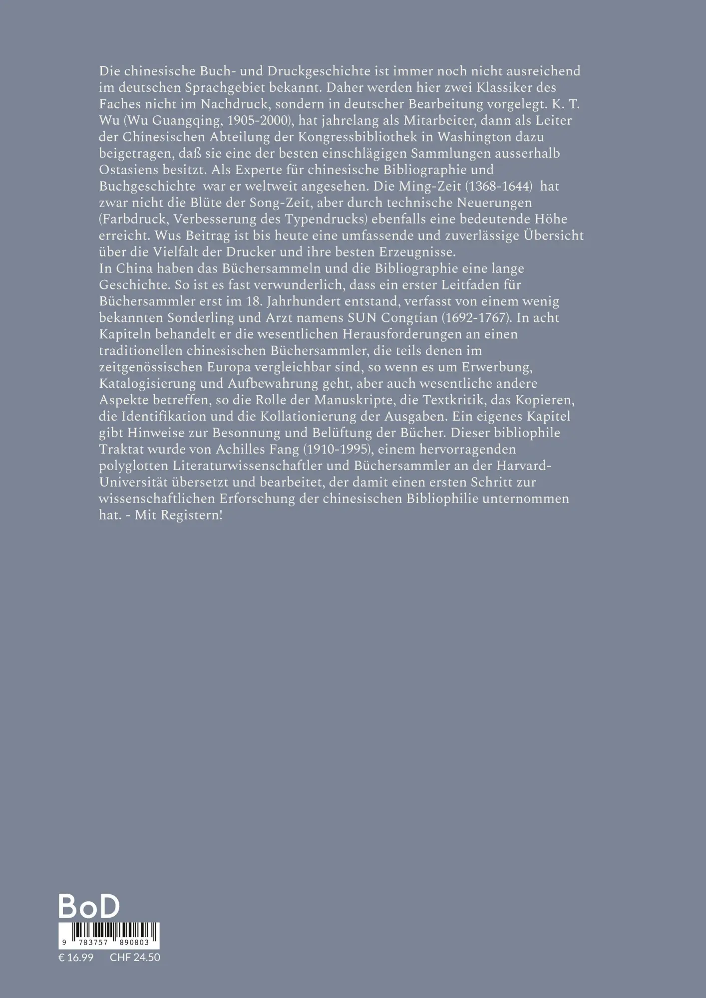 Rückseite: 9783757890803 | Beiträge zur Druckgeschichte und zur Bibliophilie in China | Buch