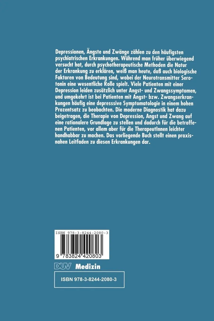 Rückseite: 9783824420803 | Depression, Angst und Zwang | Serotonin-Spektrumerkrankungen | Kasper